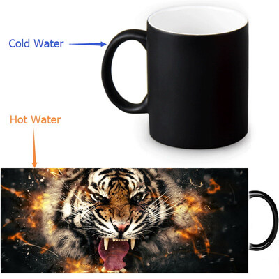 

Tiger 350ml12oz Heat Reveal Mug Color Change Coffee Cup Sensitive Morphing Mugs Magic Mug Milk Tea Cups