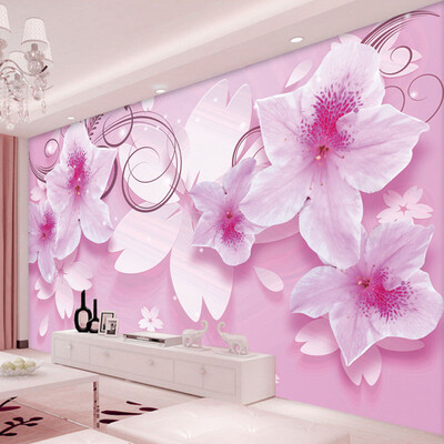 

3D HD Stereoscopic Pink Flowers Custom High Quality Mural Wallpaper Living Room Sofa TV Background Wall Paper Home Improvement