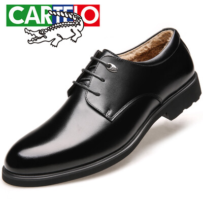 

Cartelo (Cartelo) Британские кожаные мужские деловые вскользь мужские туфли, чтобы помочь низким кружевные свадебные туфли 1511 черные мужчины плюс хлопок версия 43
