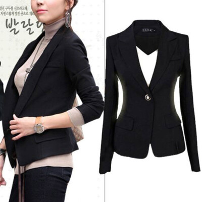

CANIS@New Women's Lapel Suit One Button Tunic Long Sleeves Blazer Jacket
