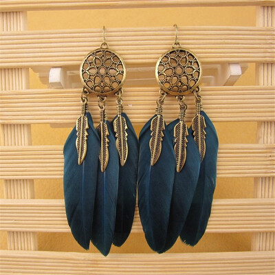 

Catcher Hollow Out Vintage Leaf Feather Dangle Earrings для женщин Богемия Серьги Леди Этнические индийские украшения
