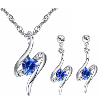 

Exquisite Heart Crystal from Austrian Fashion Necklace Earring Jewelry Sets For Women Valentines Day Gift 26980