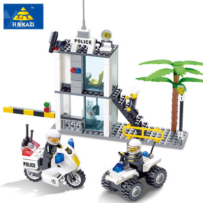 

KAZI 6728 Police Series Buliding Blocks Compatible Legos City DIY Police Command Center Motorcyc Bricks Blocks Set