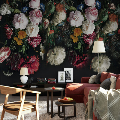 

Ретро европейский стиль Красочные цветы 3D Mural Обои Галерея гостиной Art Creative Background Wall Painting Papel Murals