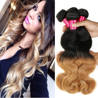 

Hot Sale 1B/27 Ombre Brazilian Body Wave Human HairWefts Ombre Extensions 3pcs/Lot Hair Virigin Weave Bundles Ombre Brazilian Hair