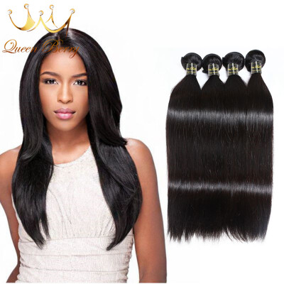 

Queen Berry Peruvian Straight Virgin Hair 100% Human Hair Weave 4 Bundles Natural Color Hair Extensions 8-28inch Good Cheap