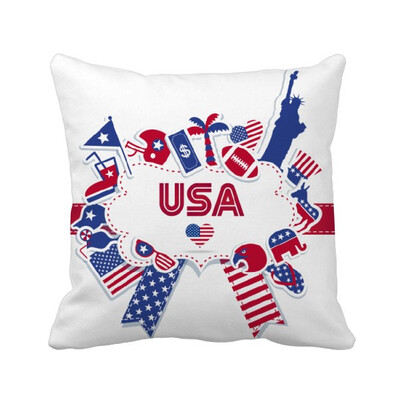 

USA Flag Independence Day Celebration Square Throw Pillow Insert Cushion Cover Home Sofa Decor Gift