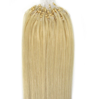 

Full Head 100g #60 Pale Blonde Micro Loop Ring Remy Human Hair Extensions