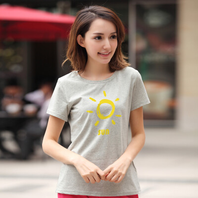 

Antarctic Nanjiren T-shirt female 2018 summer casual wild short-sleeved t-shirt Slim thin shirt female sun printing light gray