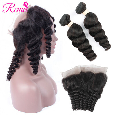 

Rcmei Hair 8A Product Brazilian Loose Wave 360 Lace Frontal Pre Plucked With 2 Bundles 3 pcslot