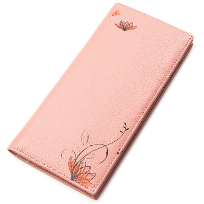 

HMILY Women Purse Genuine Leather Wallet Female Flower Long Card Holder Real Cowhide Ladies Money Bag Coin Pocket Women