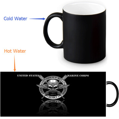 

USMC 350ml12oz Heat Reveal Mug Color Change Coffee Cup Sensitive Morphing Mugs Magic Mug Milk Tea Cups