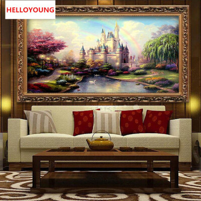 

DIY Diamonds Embroidery Fairytale castle Landscape 5D Magic cube Round Diamond Painting Cross Stitch Kits Diamond Mosaic