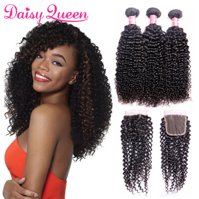 

Grade 8A Malaysian Curly Hair With Closure Kinky Curly Hair 3 Bundles Human Hair With Closure Malaysian Virgin Hair With Closure