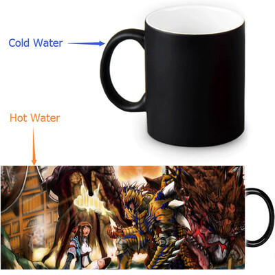 

Monster Hunter Manga 350ml/12oz Heat Reveal Mug Color Change Coffee Cup Sensitive Morphing Mugs Magic Mug Milk Tea Cups