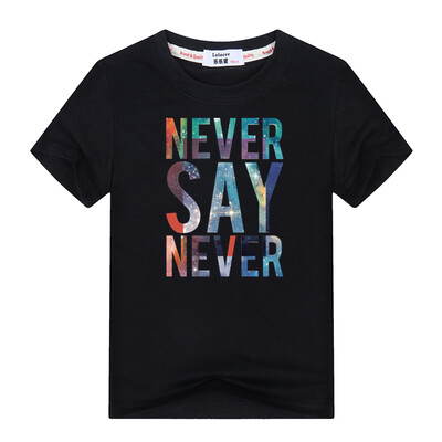 

3-13y Kids Summer Colorful Letter Никогда не говори никогда Футболка мальчиков Девочки 100% Хлопок O-Шея с коротким рукавом Футбол