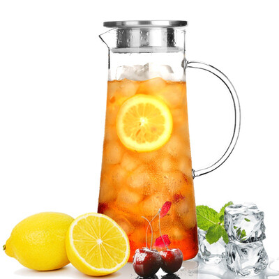 

Jingdong supermarket green beads lvzhu large capacity 1200ml stainless steel cover double filter mouth straight cup height borosilicate heat resistant riot glass flower tea juice hot drink cold water bottle L613