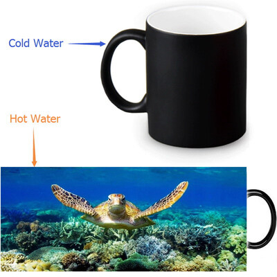 

Sea Turtle 350ml/12oz Heat Reveal Mug Color Change Coffee Cup Sensitive Morphing Mugs Magic Mug Milk Tea Cups