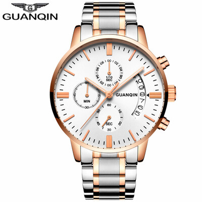 

GUANQIN Watch mens business style waterproof quartz watch fashion steel watch