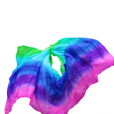 

Dance veils Handmade Natural Silk Belly Dance Veils Rose+Purple+Royal Blue+Turquoise+Green 250/270*114 cm Dance Props Silk Veils