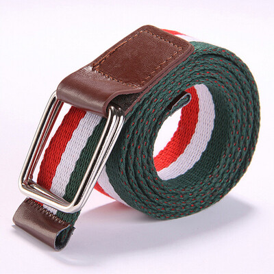 

Hot sale unisex canvas belt designer belts men high quality women belts cummerbunds bicyclic buckle elastic stretch fabric