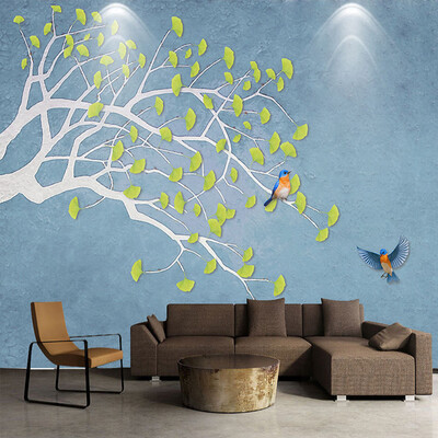 

Пользовательские фотообои 3D Wall Painting Современные простые зеленые листья деревьев Birdie Гостиная Диван Спальня Телевизор Настенная роспись Home Decor