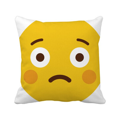 

Shy Yellow Cute Online Emoji Square Throw Pillow Insert Cushion Cover Home Sofa Decor Gift