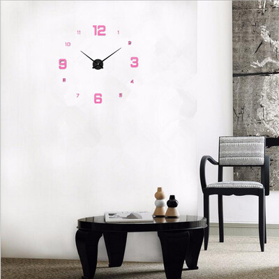 

Modern Frameless DIY Wall Clock Large 3D Wall Watch Non Ticking for Living Room Bedroom Kitchen