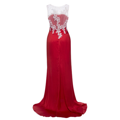 

CAZDZY Scoop Neck Appliques Mermaid Evening Dress
