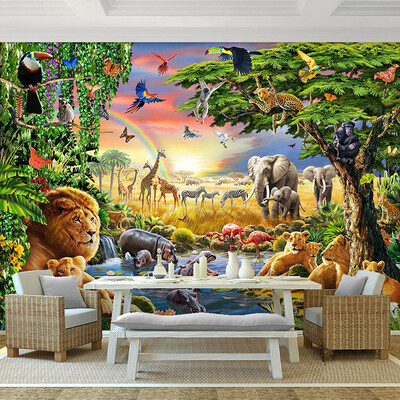

Пользовательские фото обои Mural для стены 3D мультфильм животных Пейзаж стены Бумага Roll Kid's Room Гостиная Fresco Wall Covering 3D