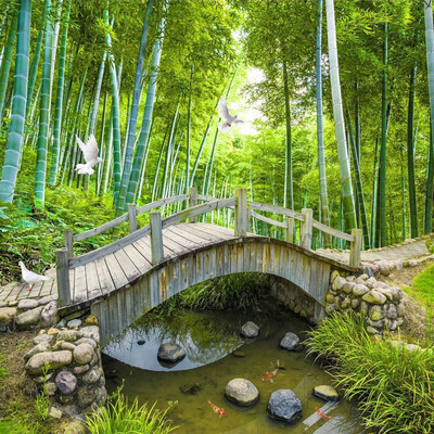 

Маленькие мосты Пользовательские обои для фото 3D Bamboo Forest Пейзаж Картина Украшение стен Гостиная Спальня Обои Mural 3D
