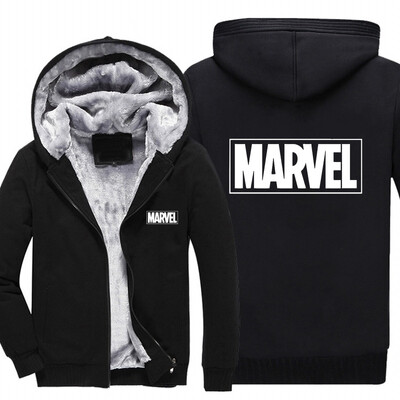 

2018 New USA SIZE Men Winter Autumn Hoodies MARVEL pattern Fleece Coat Baseball Uniform Sportswear Jacket wool