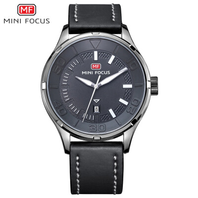 

MINI FOCUS Brand Fashion Leather Strap Men Quartz Watch MF0008G