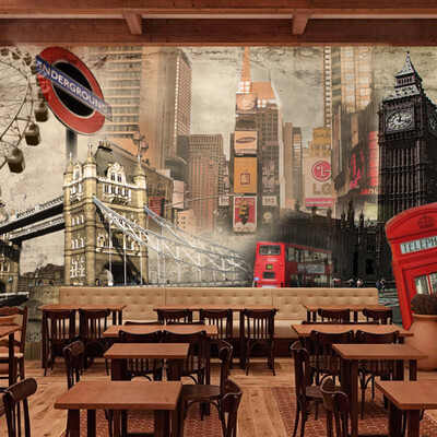 

Custom 3d mural European style retro British building large mural Cafe sofa background London wallpaper