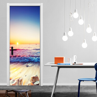 

Mediterranean Sea Beach Landscape 3D Wallpaper Living Room Restaurant Door Renovation Mural PVC Self-Adhesive Wall Paper77cmx200cm