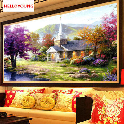 

DIY 5D Diamond Mosaic Beautiful Lake House Scenery Full Diamond Painting Cross Stitch Kit Diamonds Embroidery Home Decor