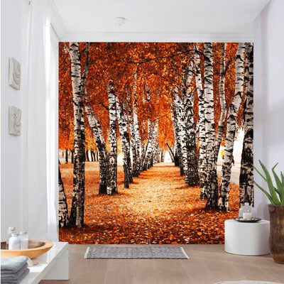 

Custom photo wallpaper 3D stereo beautiful autumn birch wood corridor Entrance wallpaper bedroom living room cafe mural