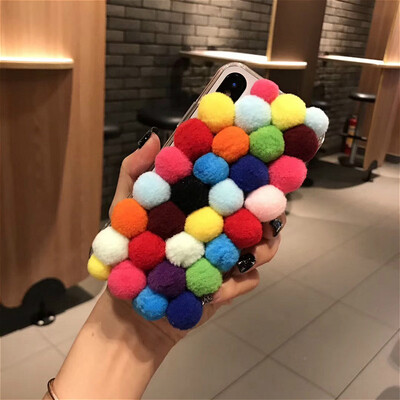 

Мода смешно 3D Кролик Мех животных мяч мягкий мало Hairball Пластик крышка для iphone 6 6s 5 5s se чехол для iphone 7 8 плюс