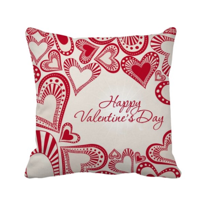 

Happy Valentines Day Cute Red Hearts Square Throw Pillow Insert Cushion Cover Home Sofa Decor Gift