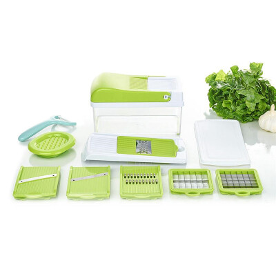 

6 in 1 Multi-functional Vegetable Slicer & Chopper with six Replacing Blade Slicing/Slabbing -Green