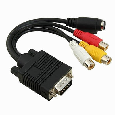 

Отель хуаюань Новый VGA к s-видео 3 RCA аудио адаптер конвертер для кабеля ПК TV черный