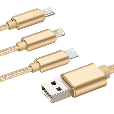 

KOOLIFE автомобиля зарядный кабель тройной (Apple / Android / Type-C) данные, не телефонный кабель многофункциональный бык автомобиль телефон зарядный кабель за