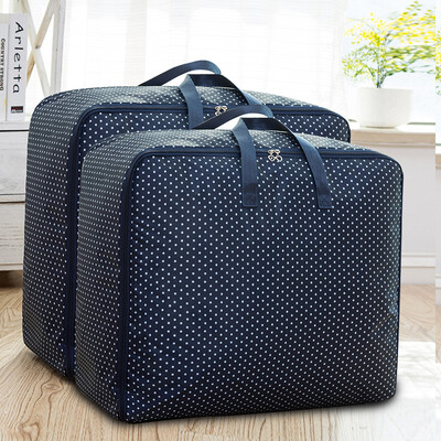 

HomePower Extra large padded Oxford cloth quilt storage bag can be portable washable finishing bag storage box soft storage box 2 Pack 105L dark blue spots
