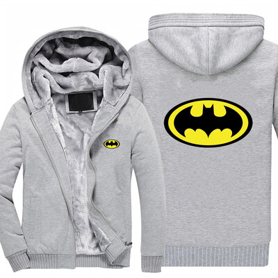 

2018 New USA SIZE Men Winter Autumn Hoodies Batman pattern Fleece Coat Baseball Uniform Sportswear Jacket wool