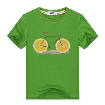 

Summer Funny Fruit Bicycle Print Футболка для девочек Повседневный Хлопок O-образным вырезом Тройники Тетс Детская футболка Одежда