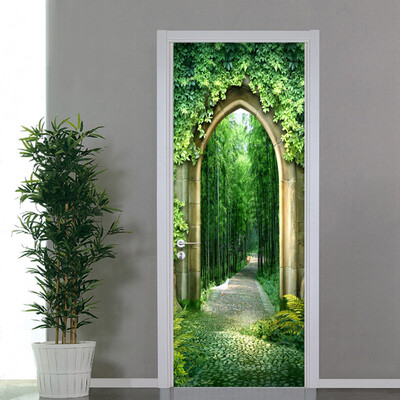 

3D Wallpaper Chinese Style Bamboo Grove Scenery Photo Mural Door Sticker Living Room Study Home Decor PVC Wallpaper 77cmx200cm