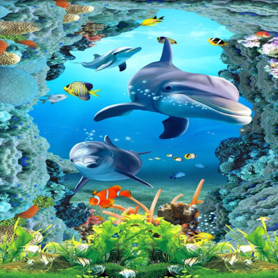 

Free Shipping sea world 3D floor painting bedroom living room lobby non-slip Floor wallpaper mural250cmx200cm