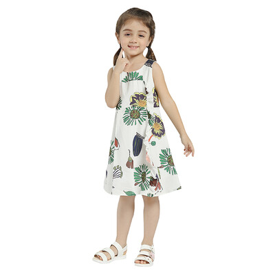 

Girls Summer Dress 2018 New Arrival Casual Sleeeveless Dresses For Girls Cotton Loose Print Floral Dress Hot Sale