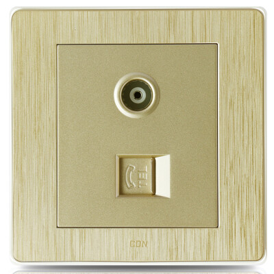 

Sidon (CDN) switch socket champagne gold brass socket panel closed socket cable TV + telephone socket