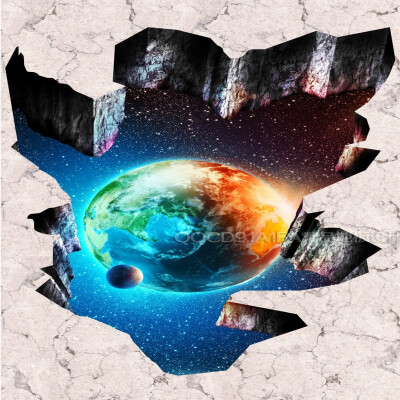 

Free Shipping Universe Galaxy Earth 3D outdoor painting self-adhesive waterproof moisture bathroom flooring wallpaper 250cmx200cm